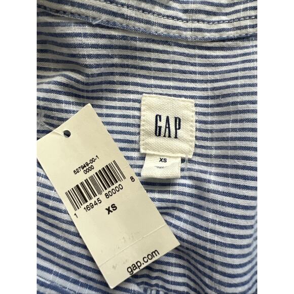 NWT Gap Boyfriend Popover Shirt Women XS Striped  Blue White Long Sleeves Cotton - Picture 3 of 8